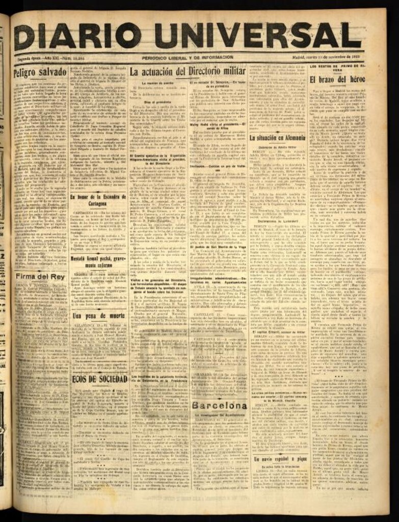 Miniatura de Diario Universal del 13 de noviembre de 1923