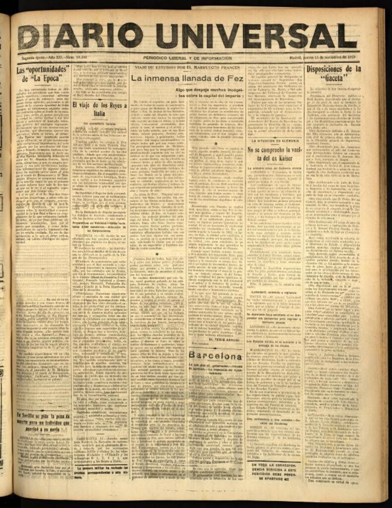 Miniatura de Diario Universal del 15 de noviembre de 1923