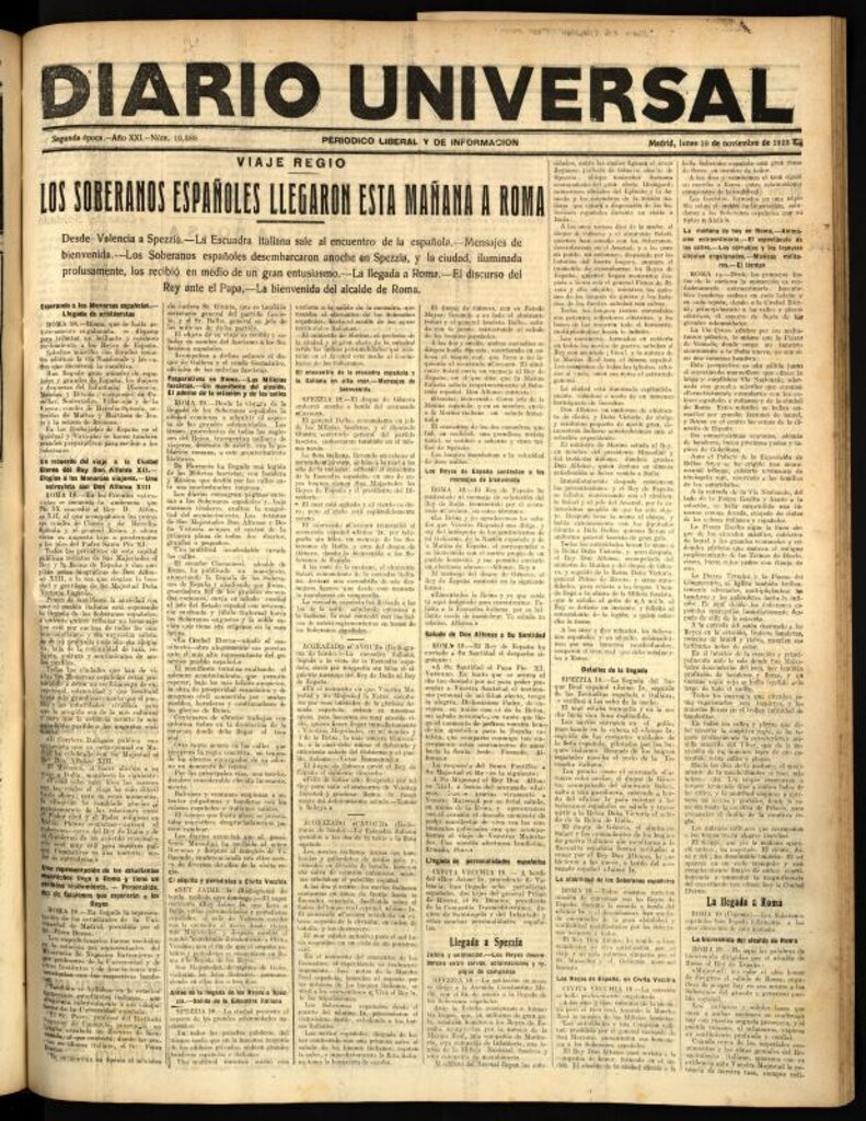 Miniatura de Diario Universal del 19 de noviembre de 1923