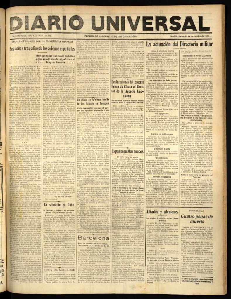 Miniatura de Diario Universal del 22 de noviembre de 1923