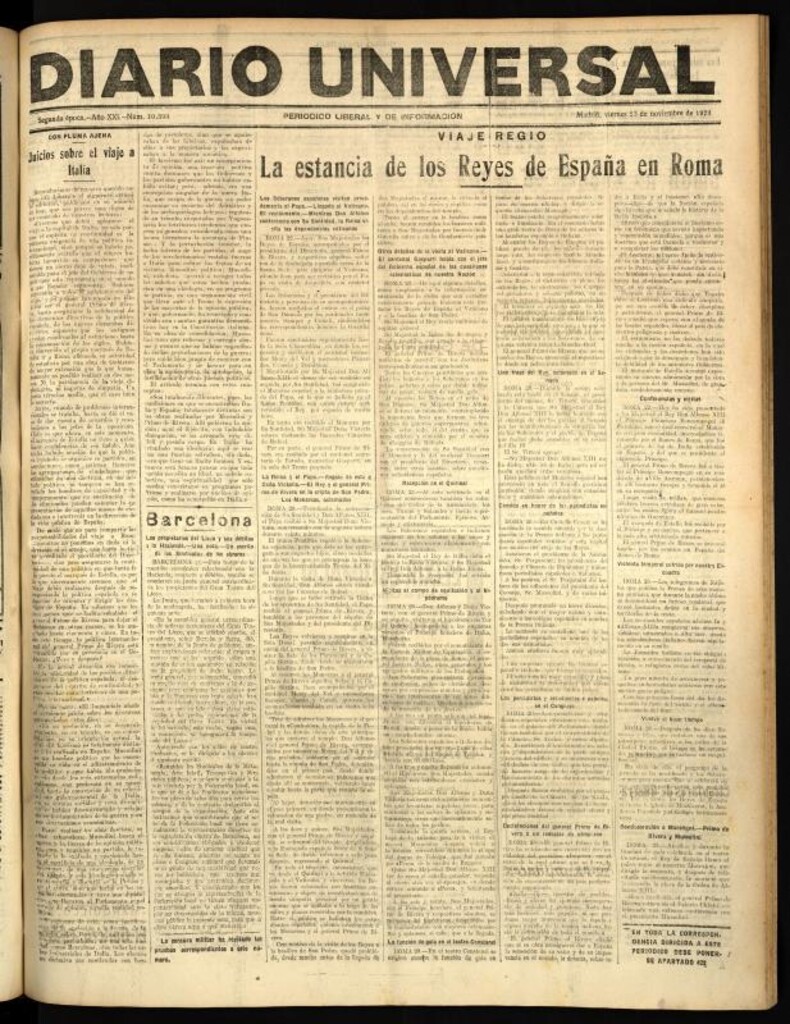 Miniatura de Diario Universal del 23 de noviembre de 1923