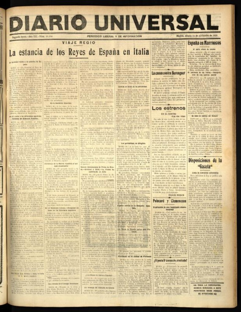 Miniatura de Diario Universal del 24 de noviembre de 1923