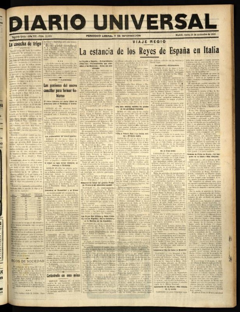 Miniatura de Diario Universal del 27 de noviembre de 1923