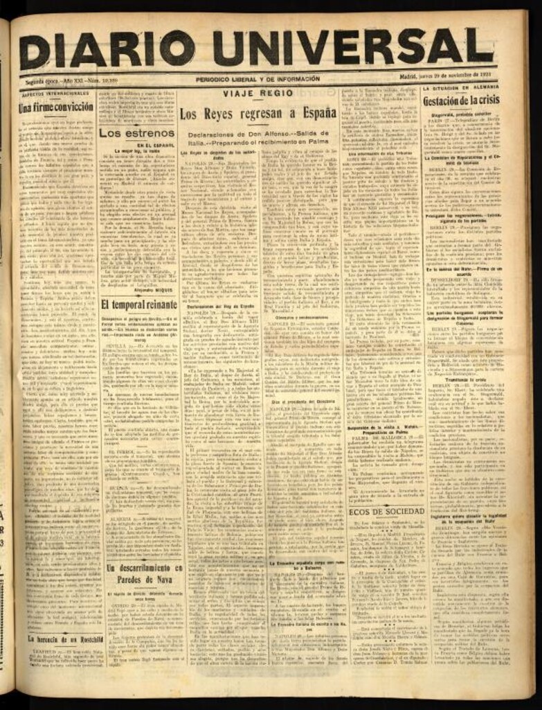 Miniatura de Diario Universal del 29 de noviembre de 1923