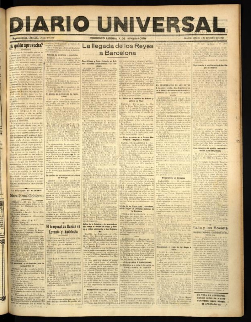 Miniatura de Diario Universal del 1 de diciembre de 1923