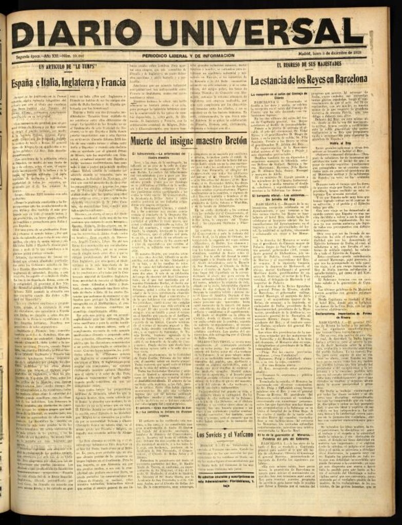 Miniatura de Diario Universal del 3 de diciembre de 1923