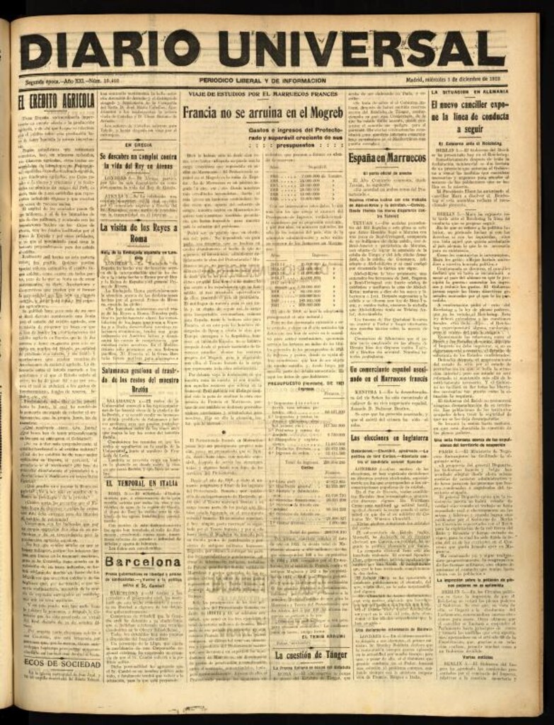 Miniatura de Diario Universal del 5 de diciembre de 1923