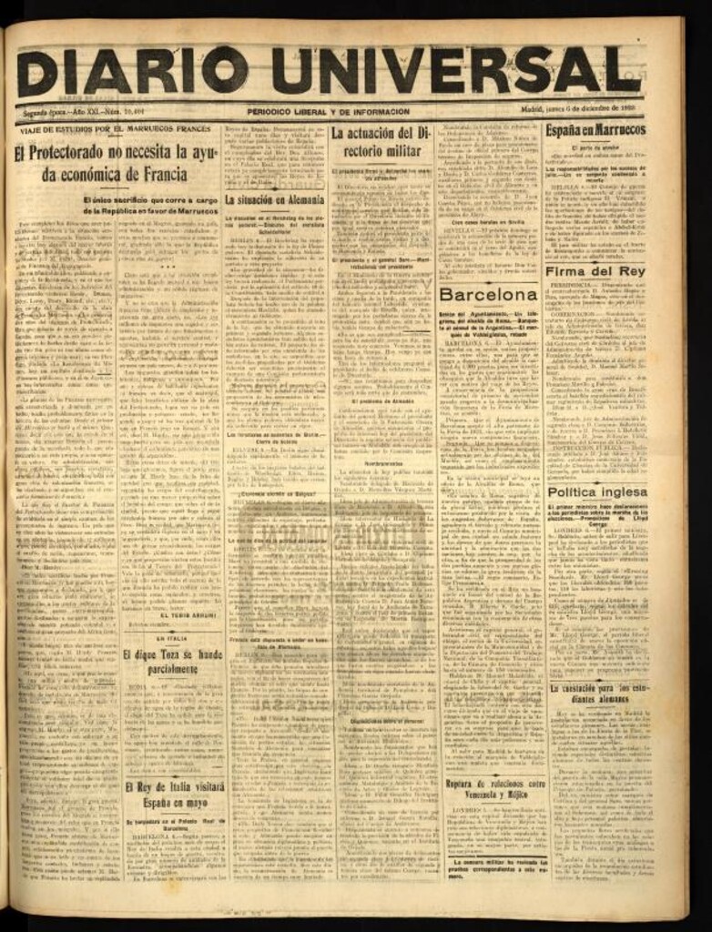 Miniatura de Diario Universal del 6 de diciembre de 1923