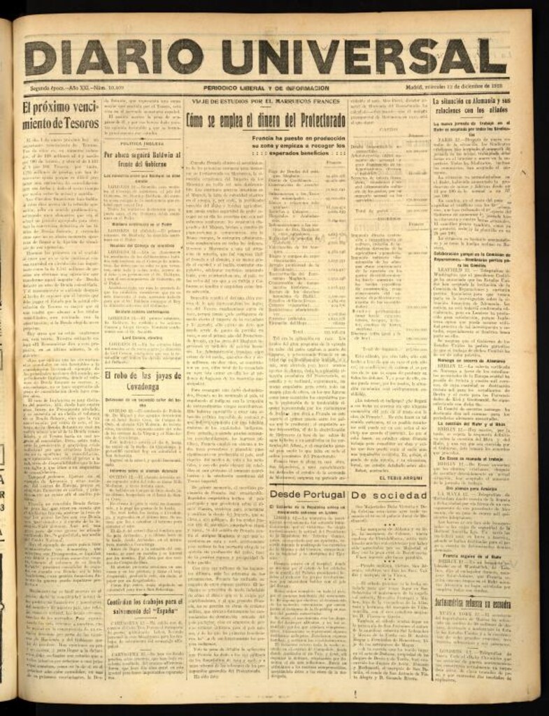 Miniatura de Diario Universal del 12 de diciembre de 1923