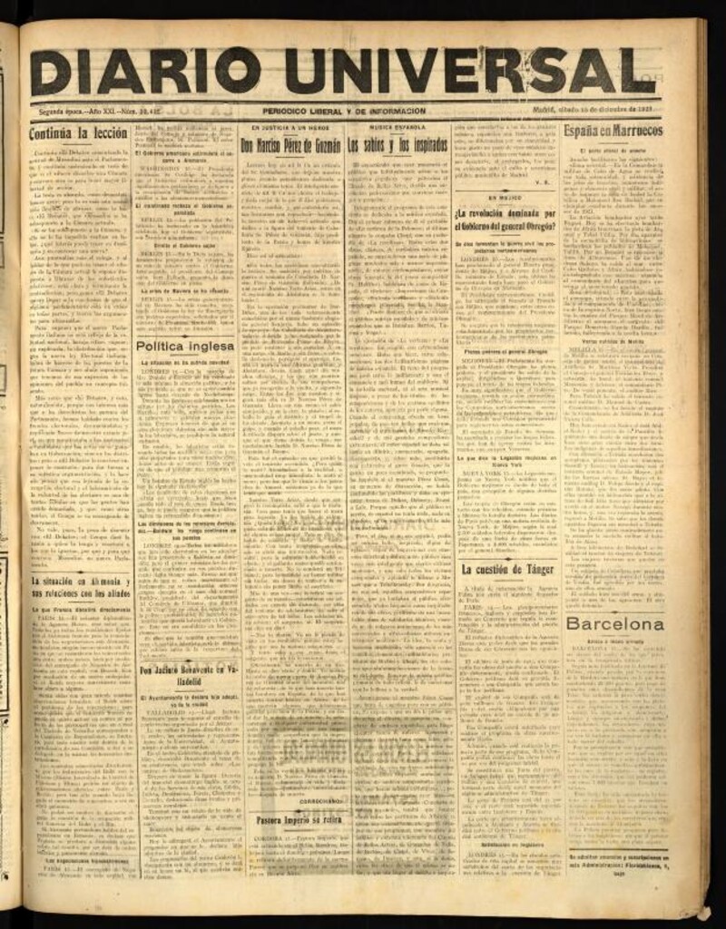 Miniatura de Diario Universal del 15 de diciembre de 1923