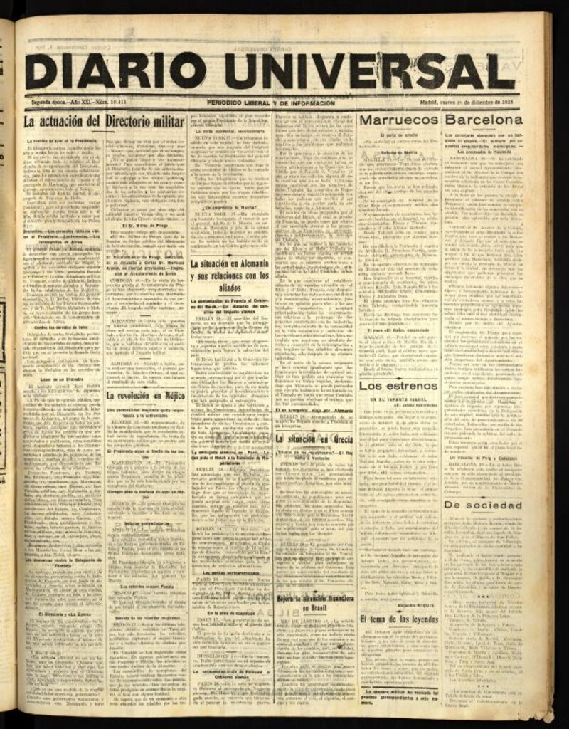 Miniatura de Diario Universal del 18 de diciembre de 1923