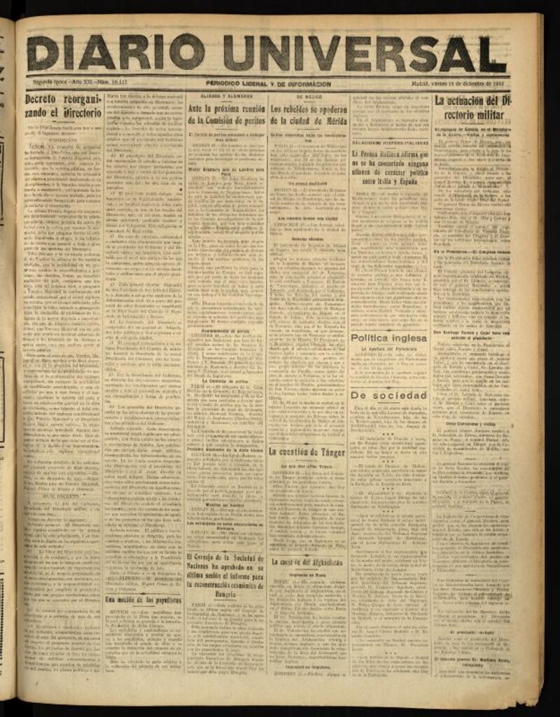 Miniatura de Diario Universal del 21 de diciembre de 1923