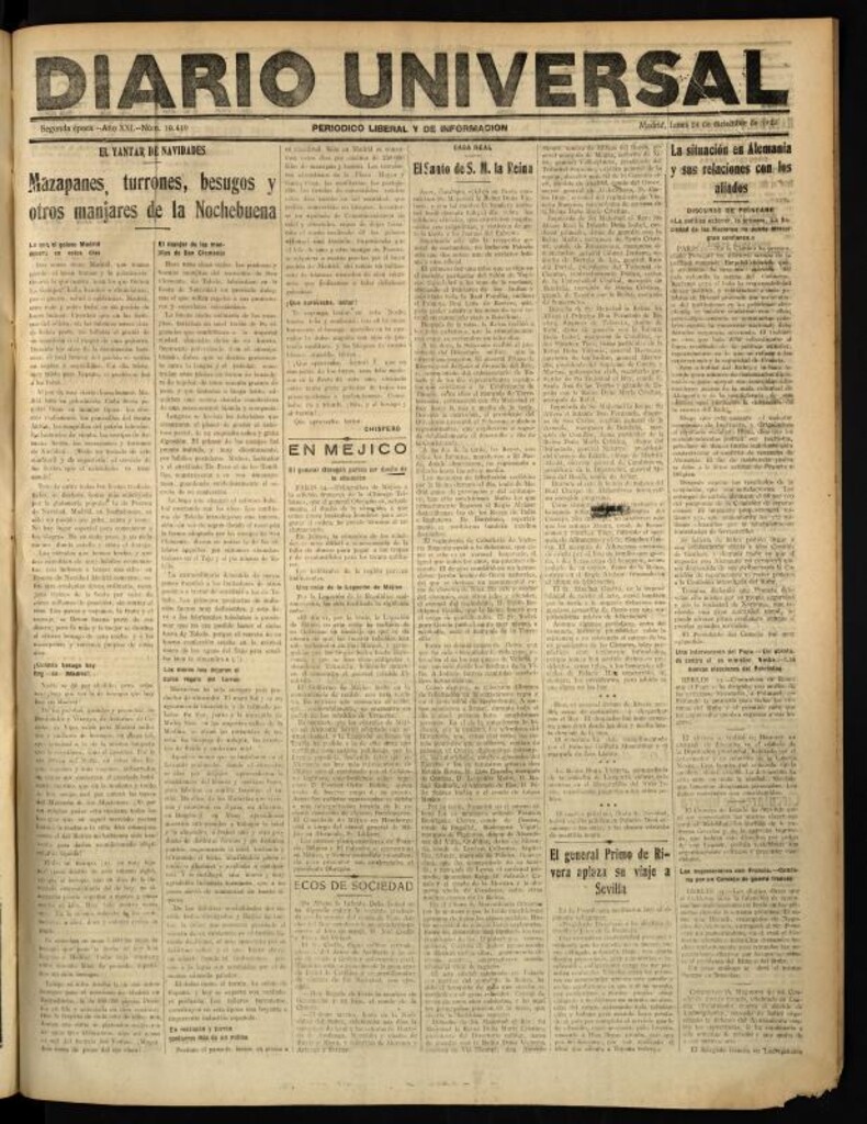 Miniatura de Diario Universal del 24 de diciembre de 1923