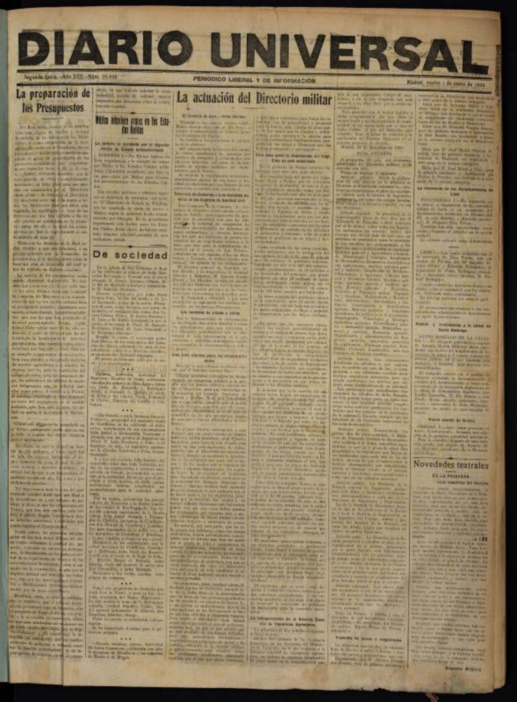 Miniatura de Diario Universal del 1 de enero de 1924