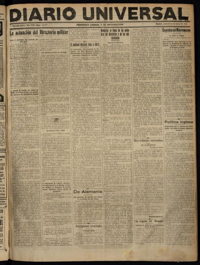 Miniatura de Diario Universal del 2 de enero de 1924