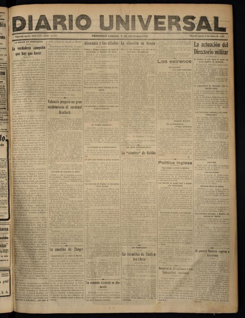 Miniatura de Diario Universal del 3 de enero de 1924