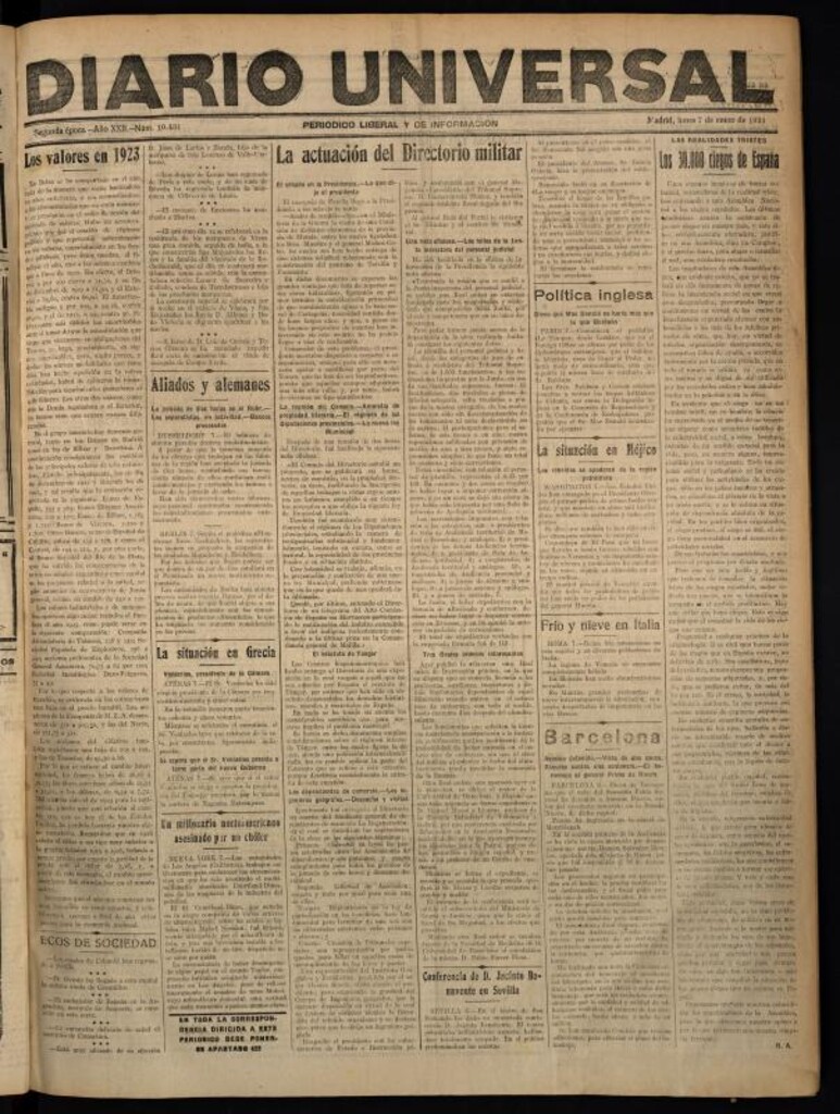 Miniatura de Diario Universal del 7 de enero de 1924