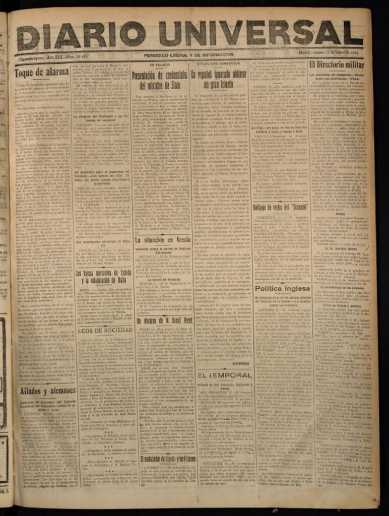 Miniatura de Diario Universal del 11 de enero de 1924