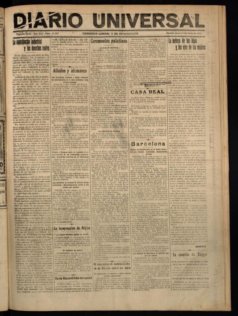 Miniatura de Diario Universal del 14 de enero de 1924