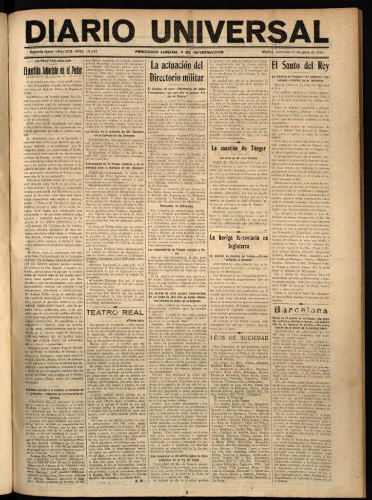 Miniatura de Diario Universal del 23 de enero de 1924
