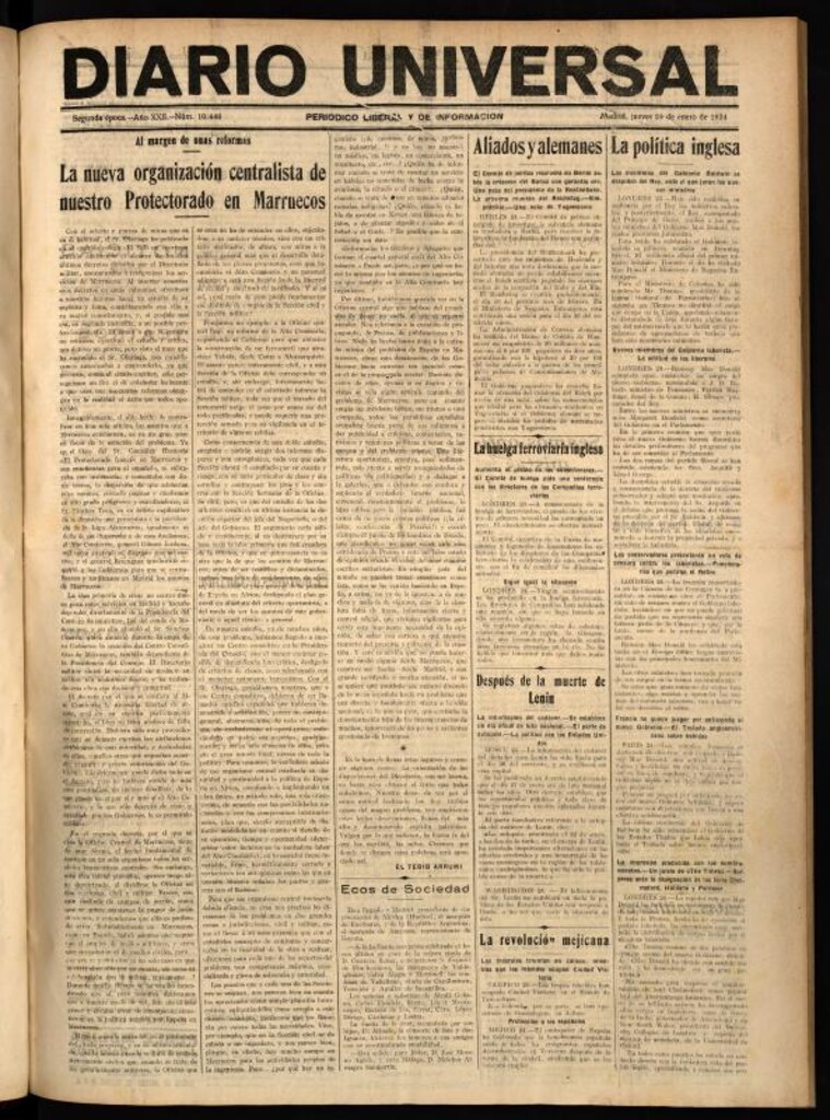 Miniatura de Diario Universal del 24 de enero de 1924