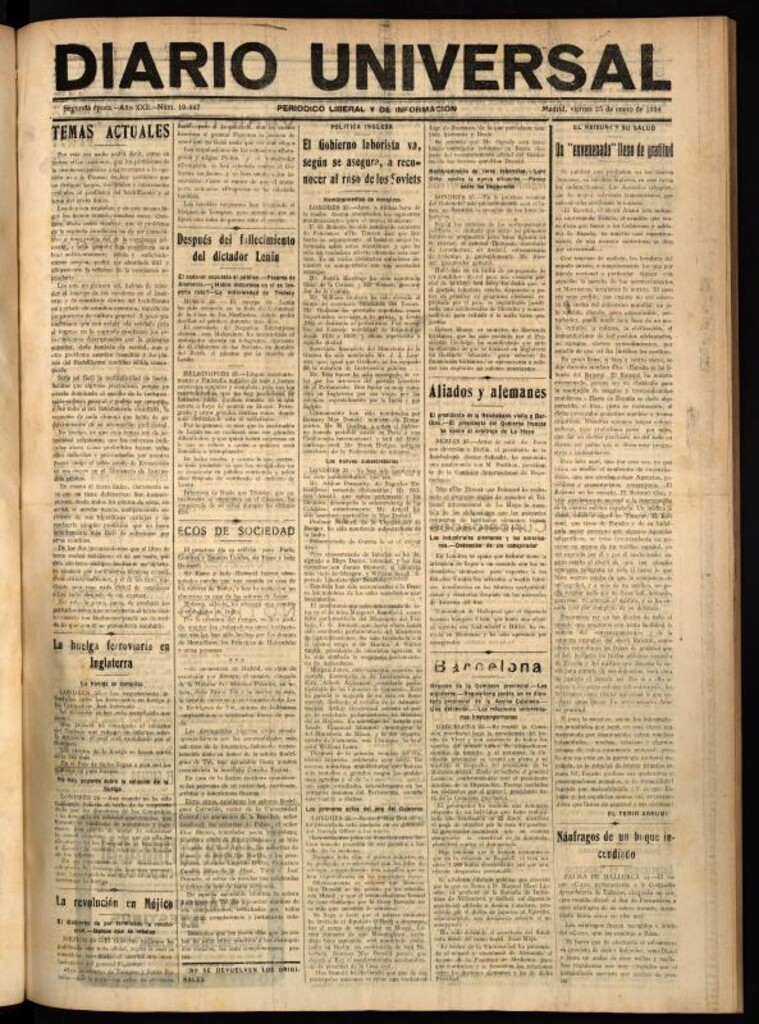 Miniatura de Diario Universal del 25 de enero de 1924