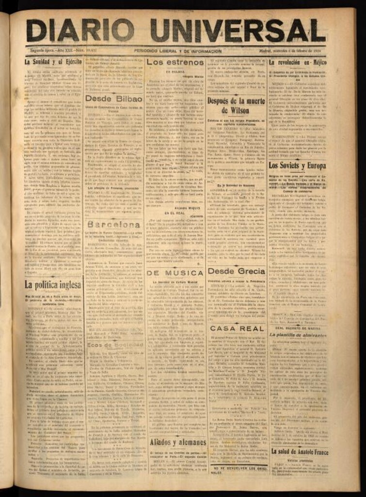 Miniatura de Diario Universal del 6 de febrero de 1924