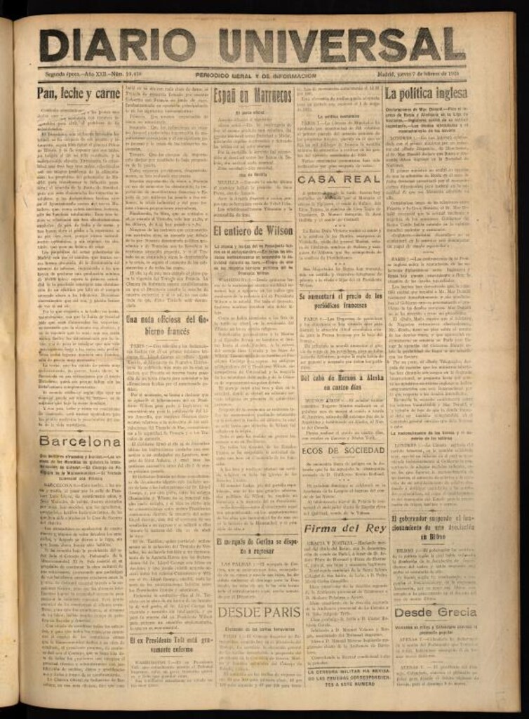 Miniatura de Diario Universal del 7 de febrero de 1924
