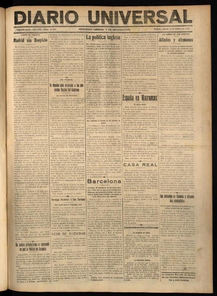 Miniatura de Diario Universal del 16 de febrero de 1924