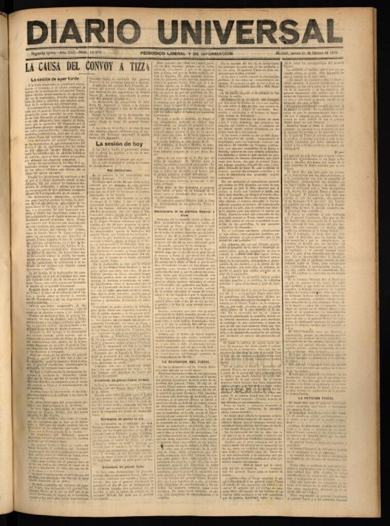 Miniatura de Diario Universal del 21 de febrero de 1924
