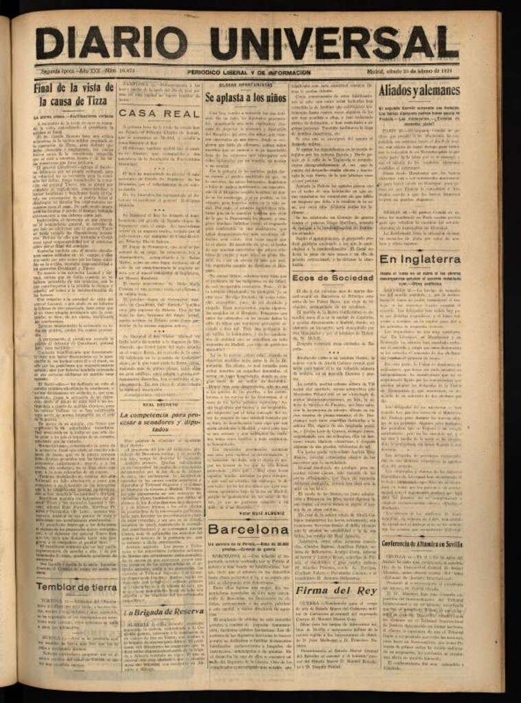 Miniatura de Diario Universal del 23 de febrero de 1924