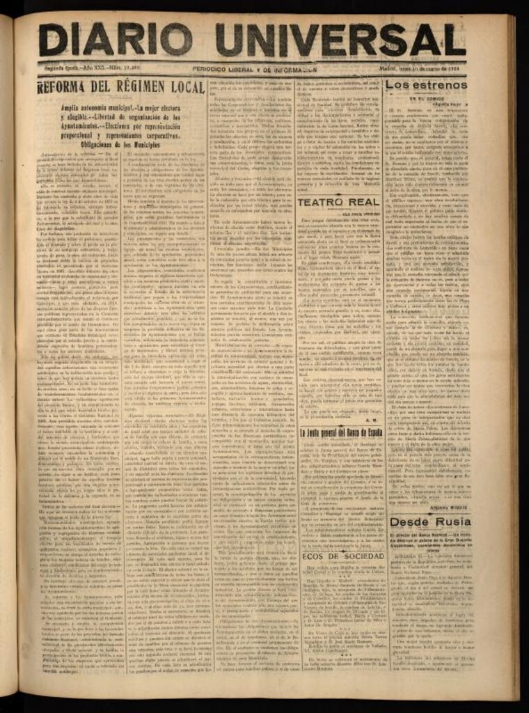 Miniatura de Diario Universal del 10 de marzo de 1924