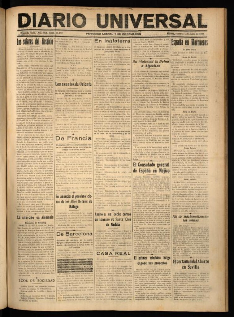 Miniatura de Diario Universal del 14 de marzo de 1924