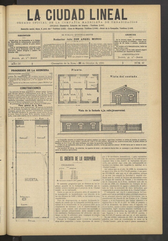 Miniatura de La Ciudad Lineal : órgano oficial de la Compañía Madrileña de Urbanización del 20 de octubre de 1900