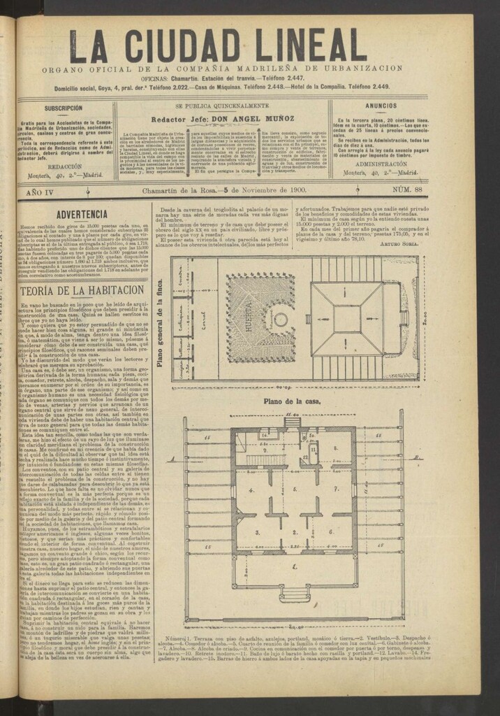 Miniatura de La Ciudad Lineal : órgano oficial de la Compañía Madrileña de Urbanización del 5 de noviembre de 1900