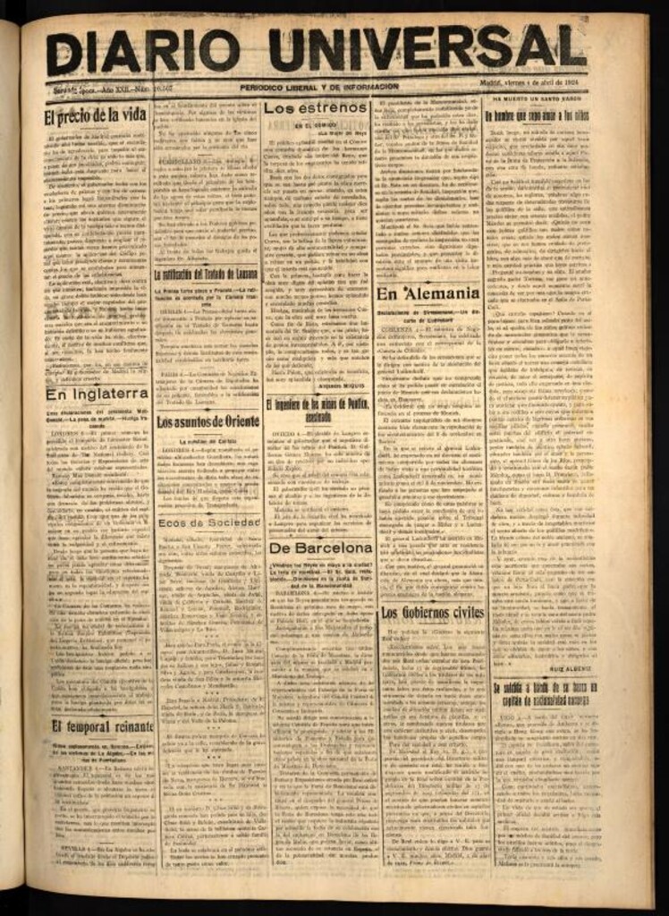 Miniatura de Diario Universal del 4 de abril de 1924