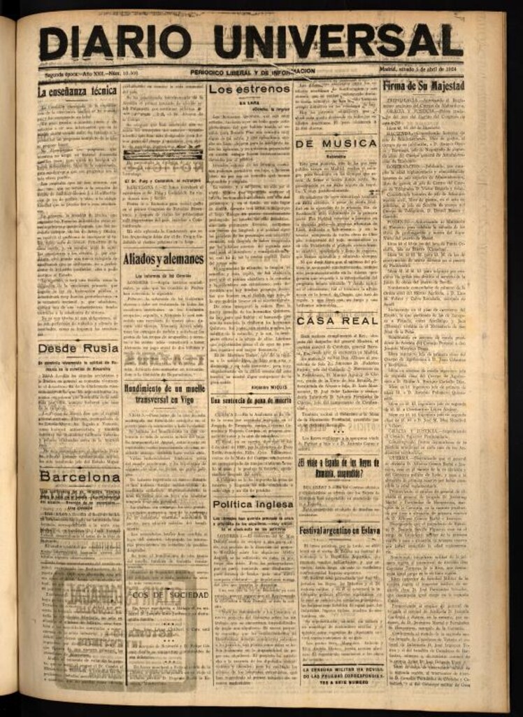 Miniatura de Diario Universal del 5 de abril de 1924