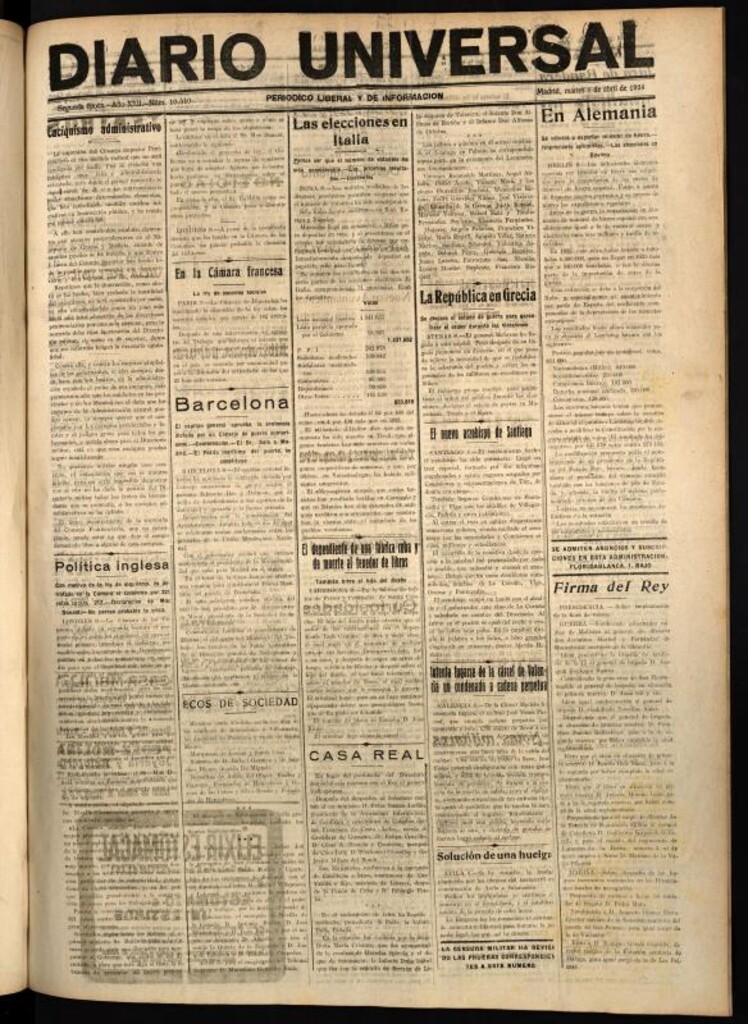 Miniatura de Diario Universal del 8 de abril de 1924
