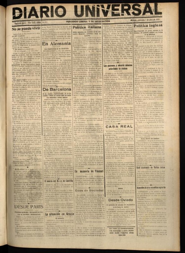 Miniatura de Diario Universal del 9 de abril de 1924