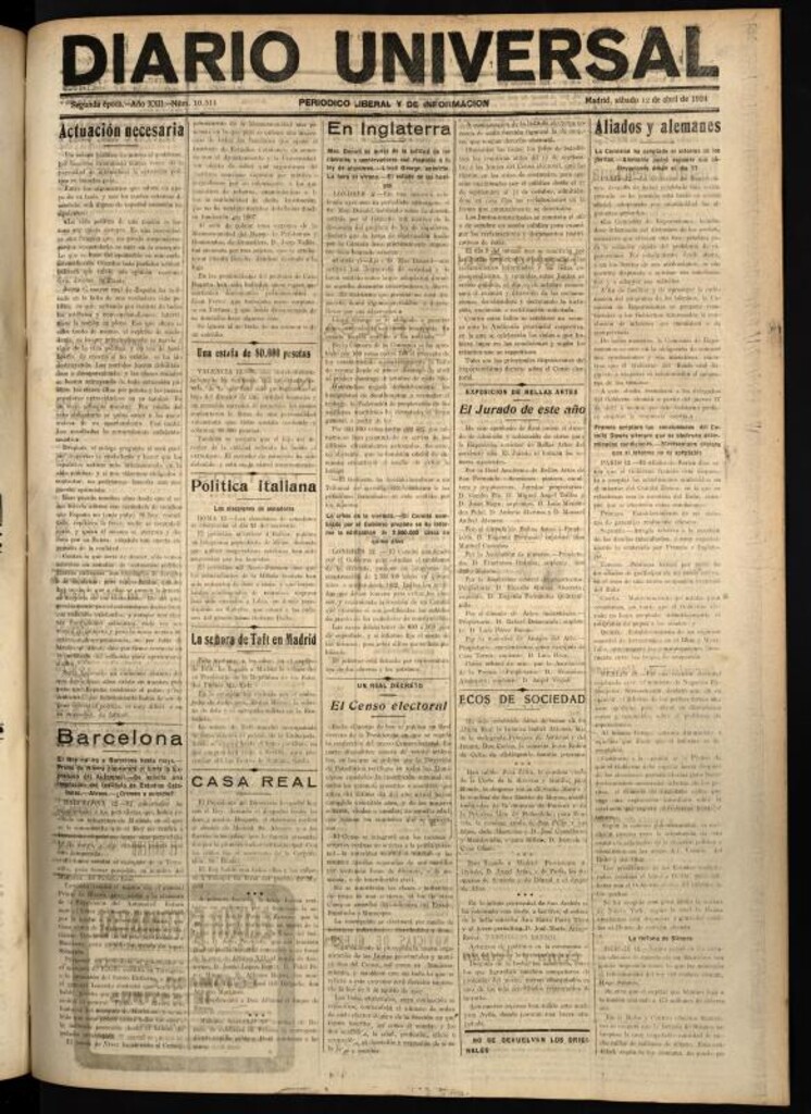 Miniatura de Diario Universal del 12 de abril de 1924