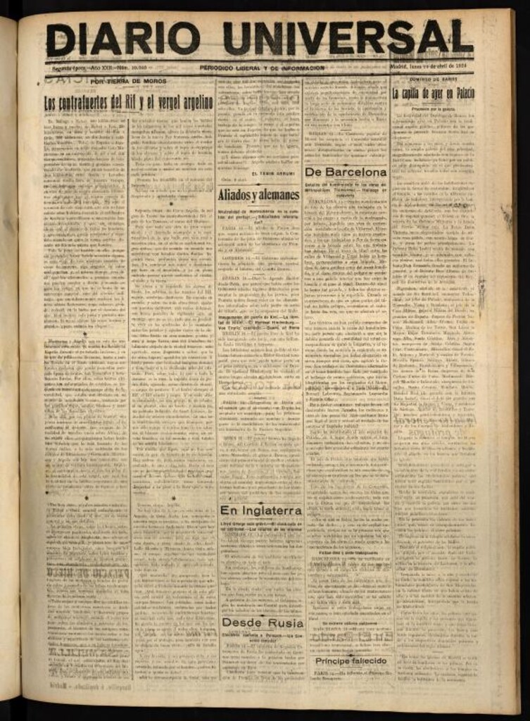 Miniatura de Diario Universal del 14 de abril de 1924