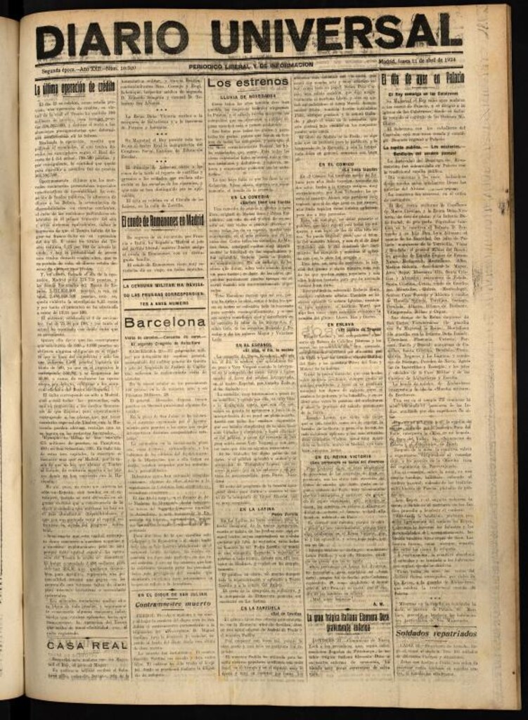 Miniatura de Diario Universal del 21 de abril de 1924