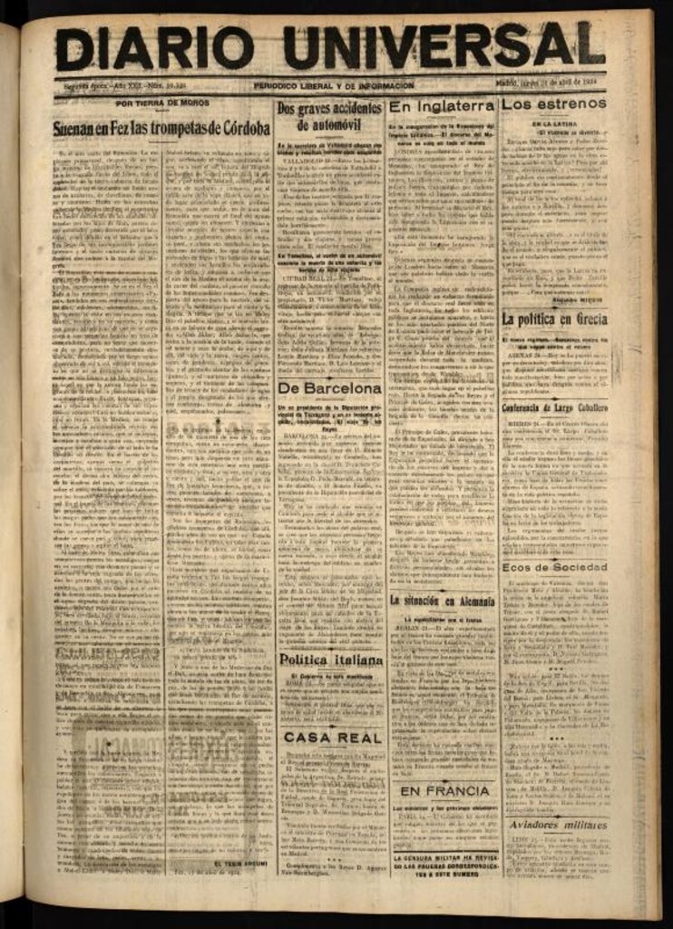 Miniatura de Diario Universal del 24 de abril de 1924