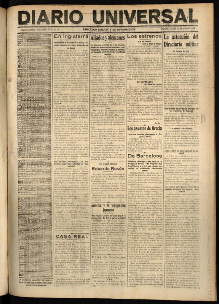 Miniatura de Diario Universal del 26 de abril de 1924