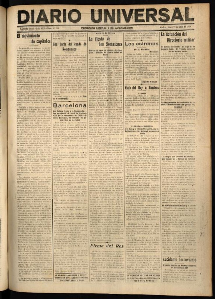 Miniatura de Diario Universal del 28 de abril de 1924