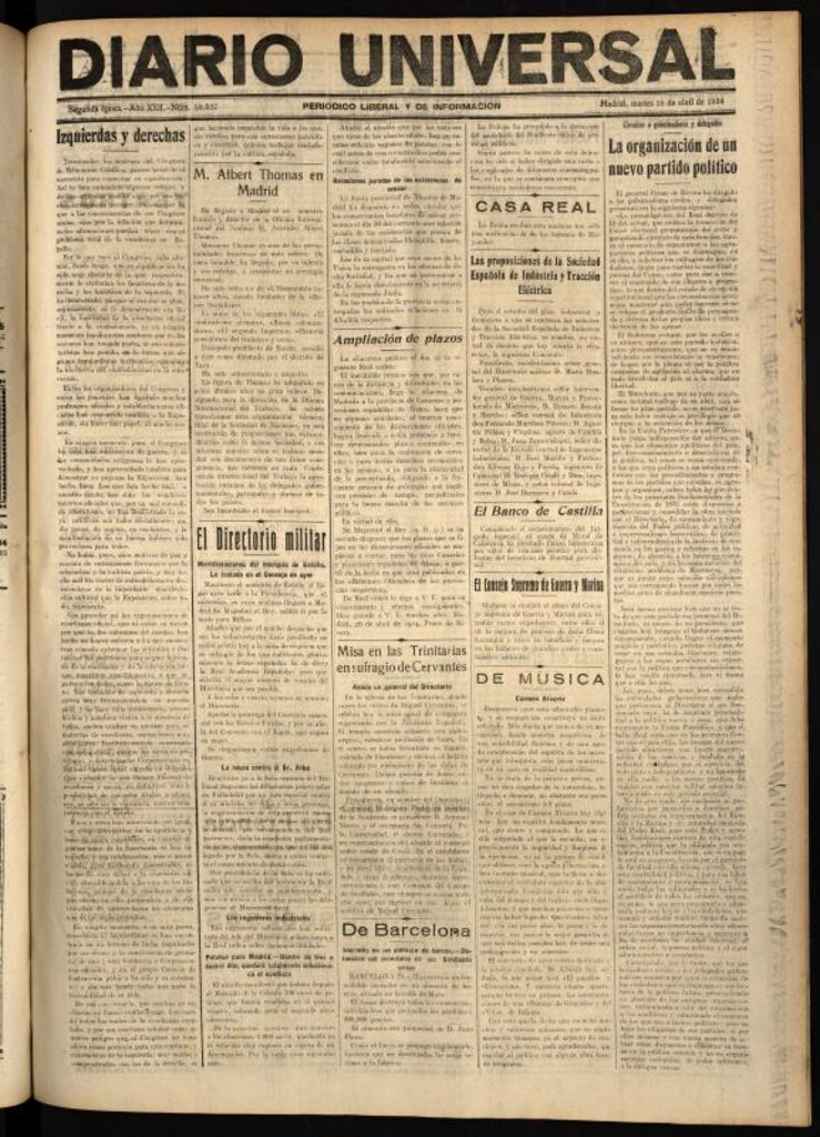 Miniatura de Diario Universal del 29 de abril de 1924