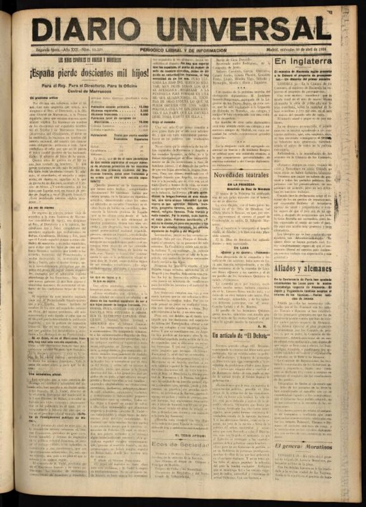 Miniatura de Diario Universal del 30 de abril de 1924