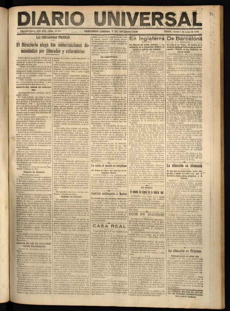 Miniatura de Diario Universal del 9 de mayo de 1924