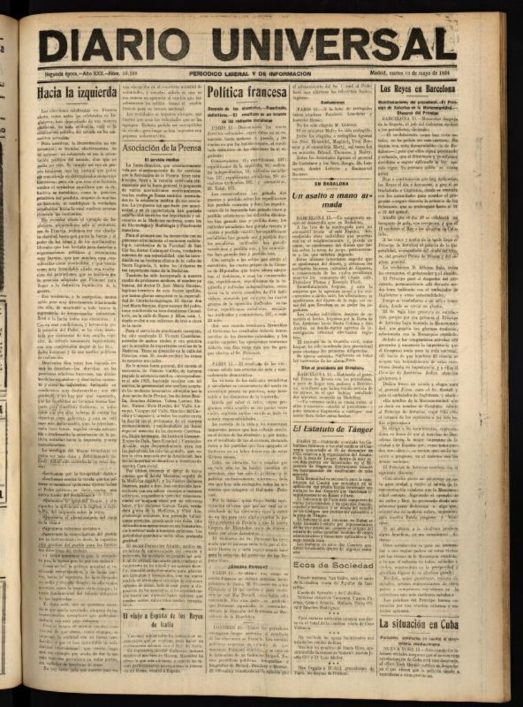 Miniatura de Diario Universal del 13 de mayo de 1924