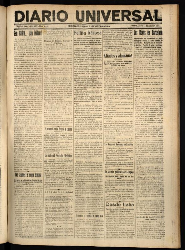 Miniatura de Diario Universal del 15 de mayo de 1924